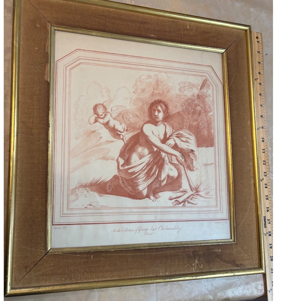 Antique 1762 WW Ryland Engraving after Il Guercino George Earl Cholmondeley Art‎